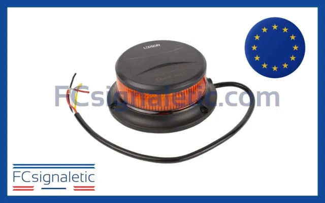GYROPHARE LED ORANGE rotatif ou flash 19 modes fixation ISO 3 points 12-24 V  EUR 69,00 - PicClick FR