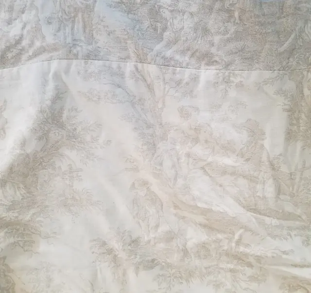 Vintage French Country Toile Print Tan Cream Full / Double Queen Bed Skirt