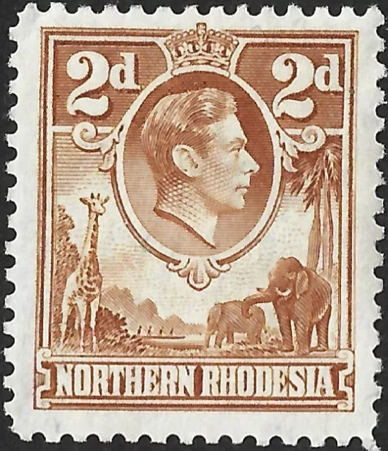 Northern Rhodesia 1938-52 KGVI  2d Yellow-Brown  SG.31 Mint (Hinged)   Cat:£50