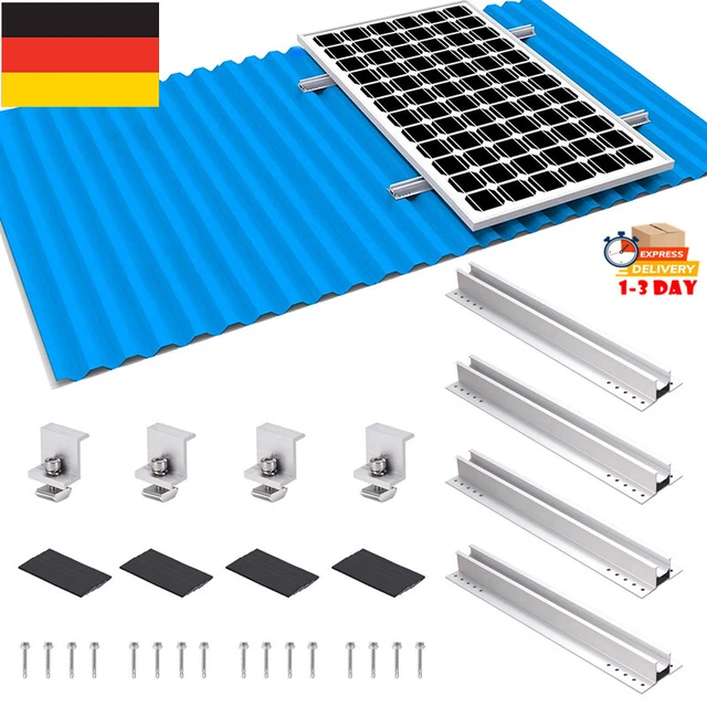 Warmfay Solarpanel Halterung Kit 20cm, Solarmodul Alu Befestigungssystem Trapezblech Photovoltaik 10 Stück Befestigungsschiene, PV Trapezblech Befestigung Einfache Führungsschienen