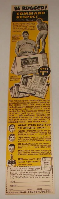 1956 Nazionale SPORTS Council Ad ~ Ted Kluszewski,Joe Louis ,Yogi Berra,Bambino
