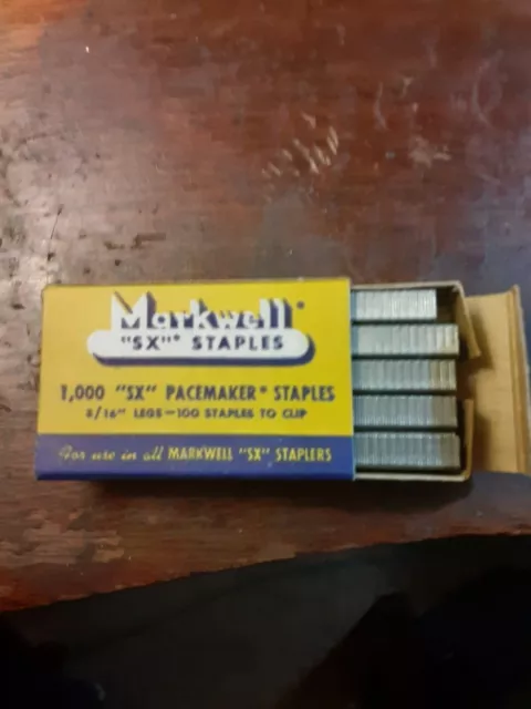 Vintage Markwell Staples “SX” Pacemaker 3/16” Leg.  Box Full 1000