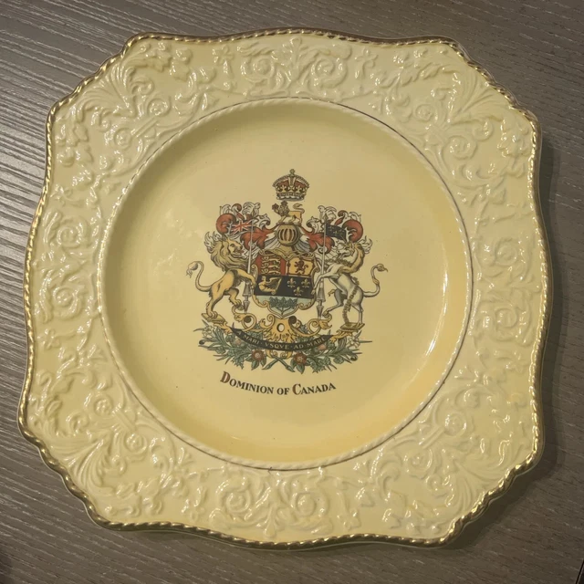 Royal Winton Grimwades England Square Plate Dominion 9”Canada,Yellow w/Gold Trim