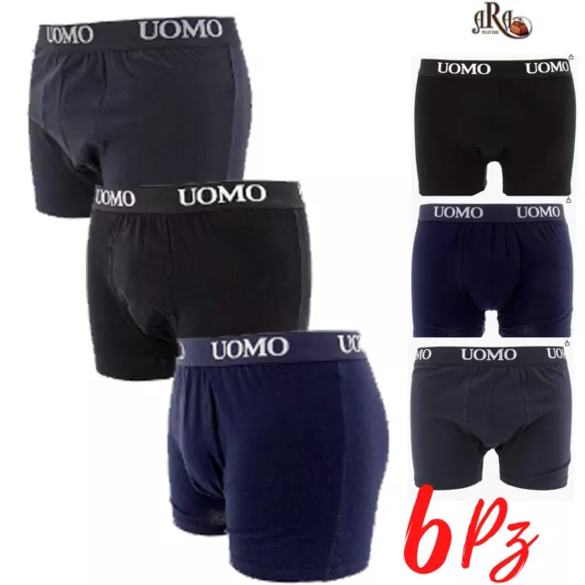 Set 6 Boxer Box Uomo Cotone ELASTICIZZATO Intimo Mutande Interno Colorati