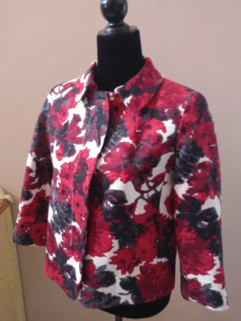 LKNW Talbots Women's Blazer Jacket Size 6 Floral 3/4 Sleeve Lined Love this cute