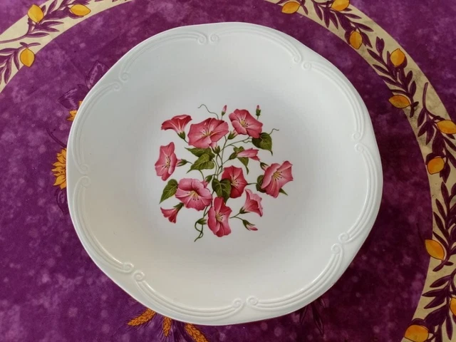 Plat de service rond Provincial Bouquet en faïence avec fleurs
