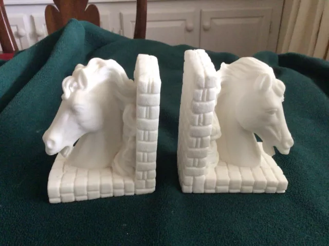 Vintage Salt Stone Horse Decor Bookends 5 Inches Tall