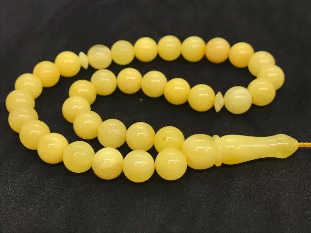 Islamic 33 Prayer Beads Gift Round NATURAL BALTIC Amber Tasbih Misbaha 13g 10772