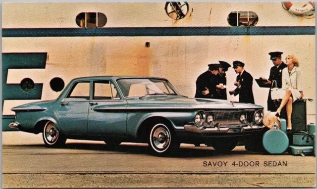 Vintage 1962 PLYMOUTH SAVOY Automobile Advertising Postcard 4-Door Sedan Car