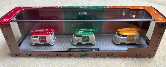 m2 Machines 1/64 Volkswagen Vw 3 Box Set Delivery Van Coca Cola Sprite Fanta