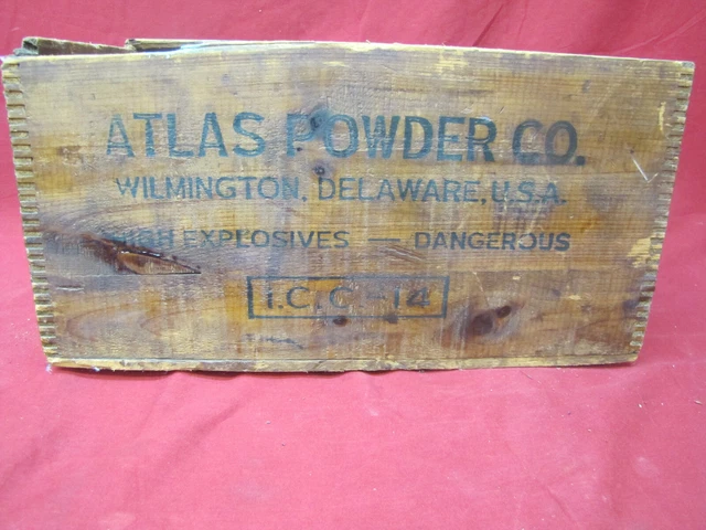 Vintage Original Atlas Power Co Explosive Wooden Box