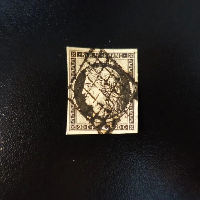 Frankreich Briefmarke Art Ceres N°3 Abstempelung Grill 1849 Wert