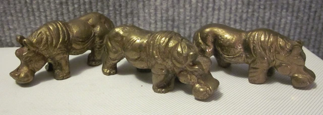 Lot 3:  Miniature Hippopotamus's Brass Collectible Figurines / Art Metalwork