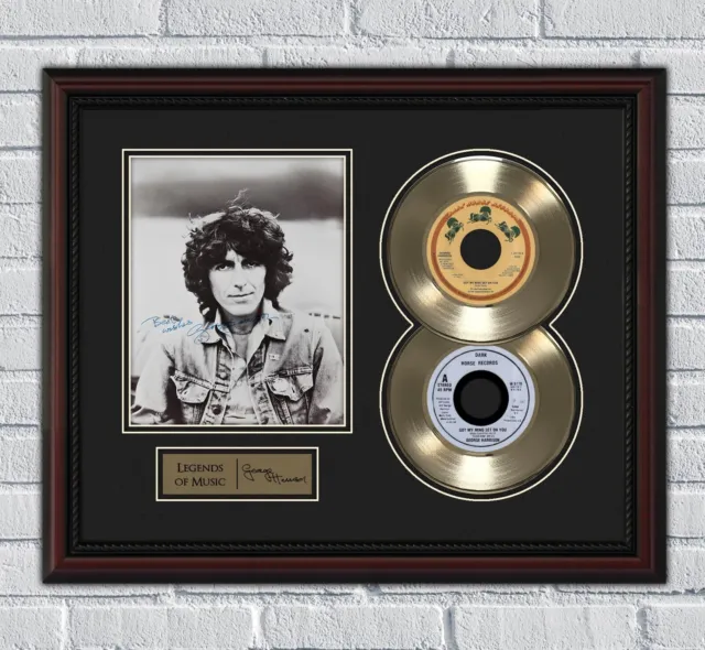 George Harrison Framed Gold or Platinum 45 Record w/ Reproduction Signatures