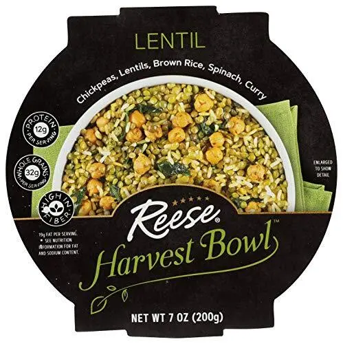 Reese Lentil Harvest Bowl | Chickpeas Brown Rice Spinach | High in Fiber & Pr...