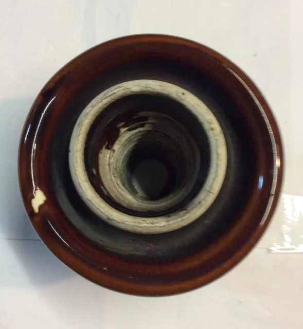 VTG Antique Insulator Ceramic Porcelain 3.5” Diameter Brown Color