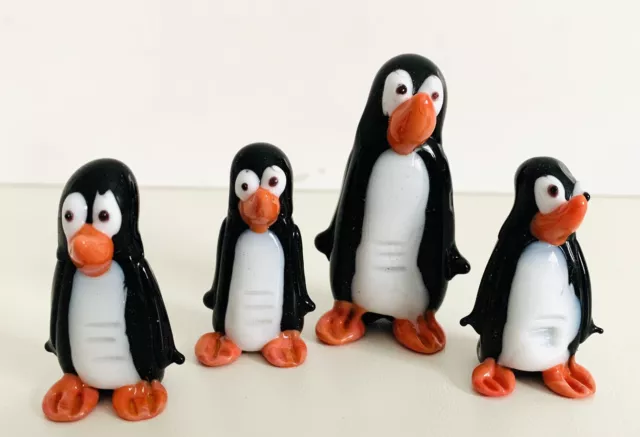 Glasfigur Pinguin Familie Pinguine Tierfigur Glas Murano Handarbeit 🐧