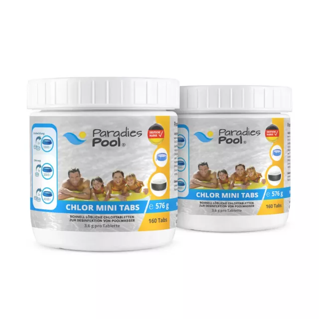 Paradies Pool Mini Chlortabletten 3,6 g, 320 Stück, Quick up, Splash, Whirlpool