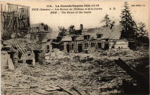 CPA MILITAIRE Hem-Les Ruines du Chateau et de la Ferme-Grande Guerre (317712)