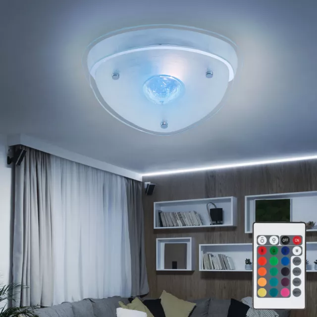 RGB LED 7 Watt Decken Lampe Glas Kristall Esszimmer Leuchte Living-XXL