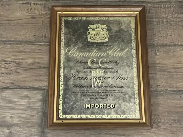 Vintage Beautiful Bar Decor CANADIAN CLUB C.C. WHISKEY Mirror-Sign 21” X 16”