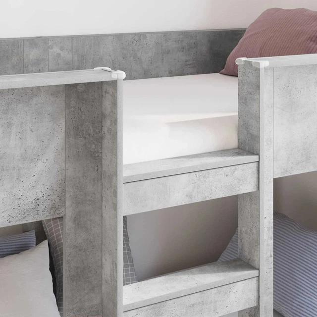 BUNK BED FOR Kids Concrete Grey 90 x 200 cm Engineered Wood vidaXL £316 ...