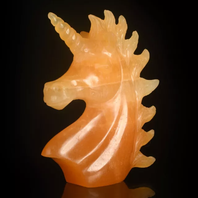 Poder metafísico tallado unicornio naranja natural de 4,06" #35W19