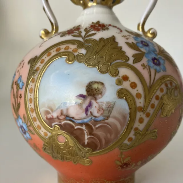 Antique Martial Redon M R Limoges Art Nouveau Porcelain Vase Blush 3