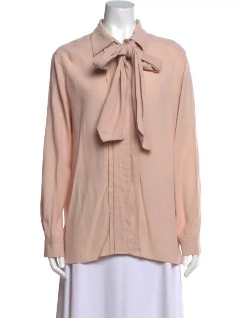 SEE BY CHLOE NEW $385 Ruffle Pleated Button-Up Blouse White FR 40 / US 8