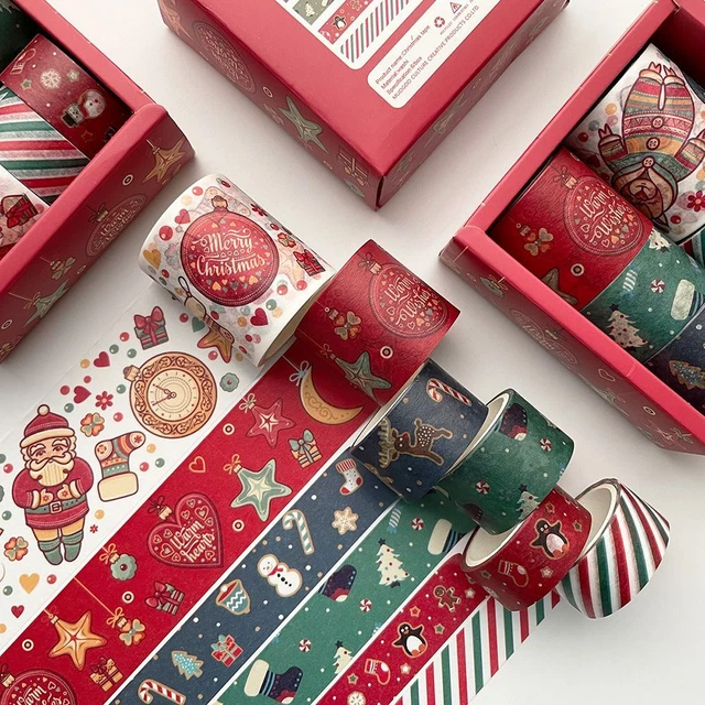 Navidad Washi Tape Washi Papel Material Navidad Cintas Adhesivas Papelería Decoración