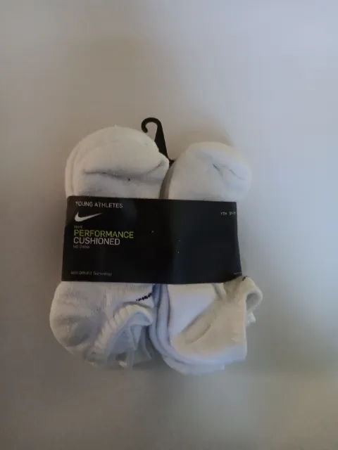 Nike Everyday Cushioned No-Show Training Socks 6-Pack Youth M 5Y-7Y White NWT$18