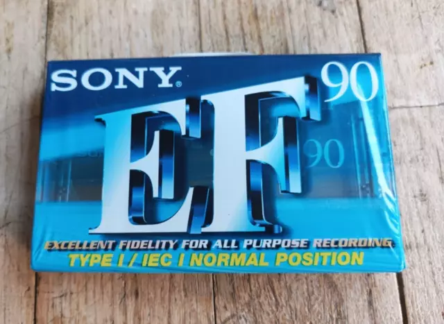 1x SONY EF 90 TYPE I BLANK AUDIO CASSETTE VIERGE TAPE SEALED MADE IN MEXICO