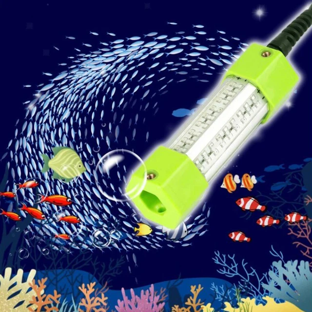 12V Green LED Underwater Fishing Light - Submersible Lamp For Night Crappie, Shad, Squid & Fish Attraction