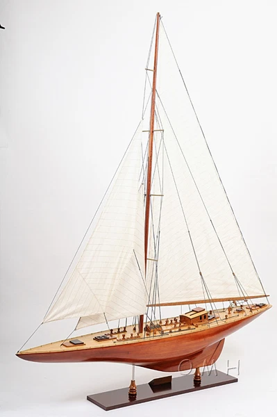 HUGE 60" XL Endeavour America's Cup Yacht Wooden Model Sailboat Nautical Decor