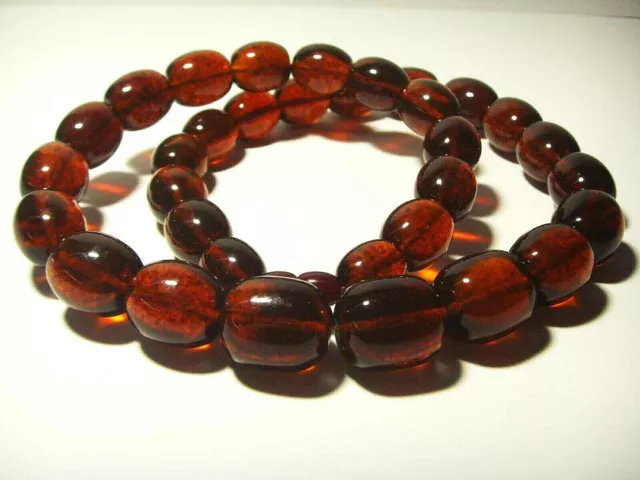 Baltic Amber necklace Natural Amber  pressed olive cognac beads  77.88gr B-7 2