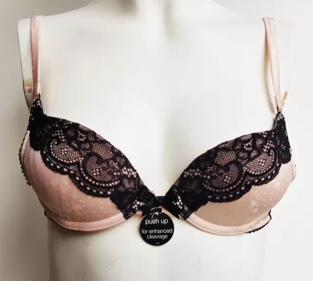 NEW M&S SIZE 34F Uk Black Satin Cup Underwired Lace Back Padded/Moulded  £4.99 - PicClick UK