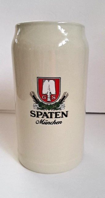 Vintage W. Germany Spaten Munchen Beer Stein Stoneware Mug Stamped 1L Pre-owned