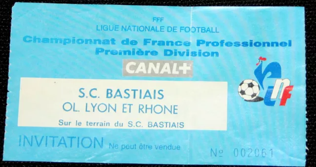 Football Ticket Match Scb Bastia Olympique Lyonnais Championnat France 1994-95