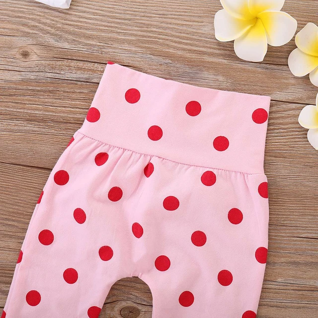 T-shirt 3 pz vestiti neonata bambina a pois top + pantaloni + cappello set abiti di Natale 7