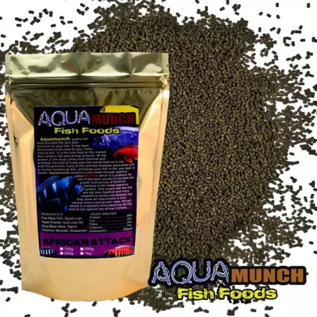 FKC Aqua African Attack Tropical & Cichlid Aqua Fish Food Pellets Medium 2-3mm