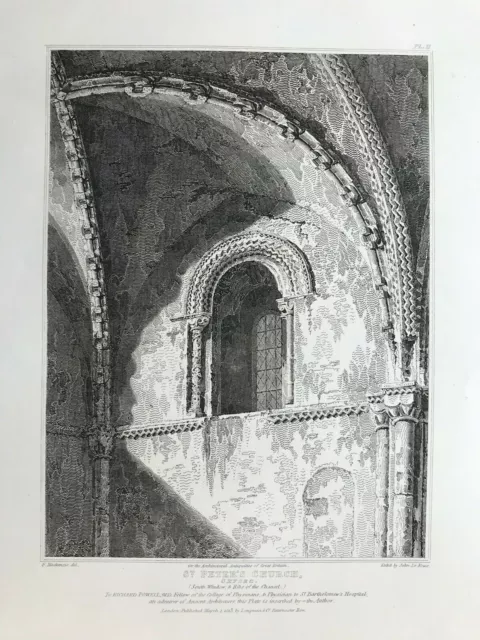 1813 Antique Print; St Peter-in-the-East, Crypt, Oxford after Mackenzie