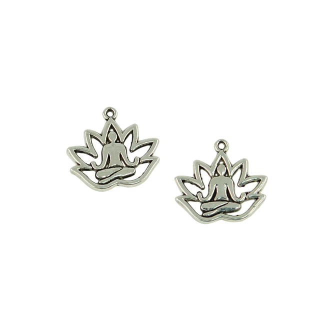 50 Stück Tibetisches Silber Filigrane Yoga Hohle Lotusblume Charms DIY