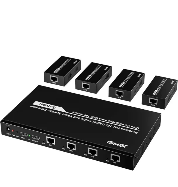 4-Port HDMI Extender/Splitter over CAT5e/6 with IR – 130ft (40m) (HDMIExt4P)