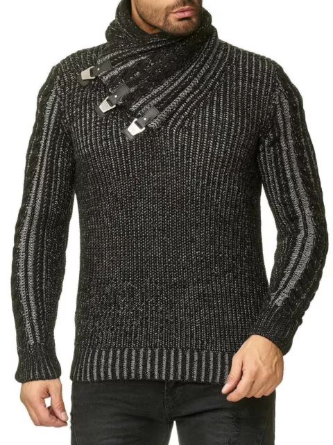 Redbridge Uomo Maglione collo a Scialle Alto Colletto Sweater di Inverno 2