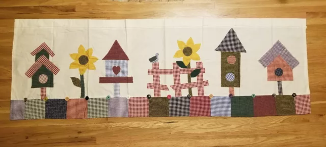 Handmade Birdhouses Fence Window VALANCE Curtain 68" w x 22" h