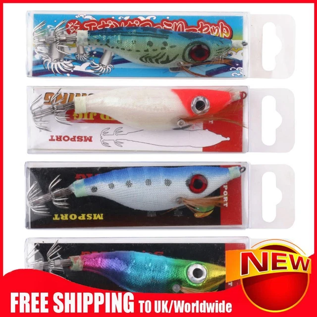 9g Luminous Squid Jigs Artificial Wood Shrimps Cuttlefish for Sea Fishing Hooks