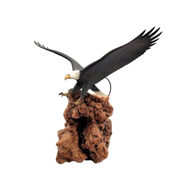 Vintage John Perry Eagle In Flight Burl Wood  Sculpture