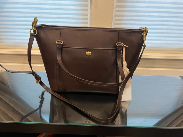NWT Coach LARGE Mahogany Brown Leather Handbag Tote Satchel Purse Beautiful