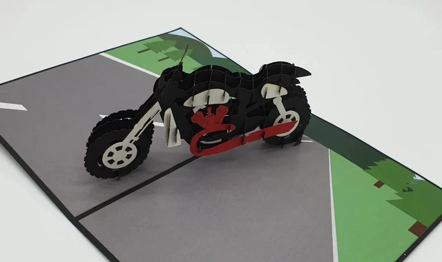3D Pop-Up Motorrad Vatertagskarte – Klappkarte Mit Detailreichem Motorrad, Für Papa, Ehemann, Geburtstag