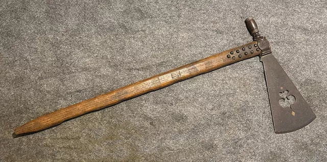 Original Iroquois Indian Pipe Axe Tomahawk Bat Wing Cutout Blade Inlays 1800's Original Iroquois Indian Pipe Axe Tomahawk Bat Wing Cutout Blade Inlays 1800's